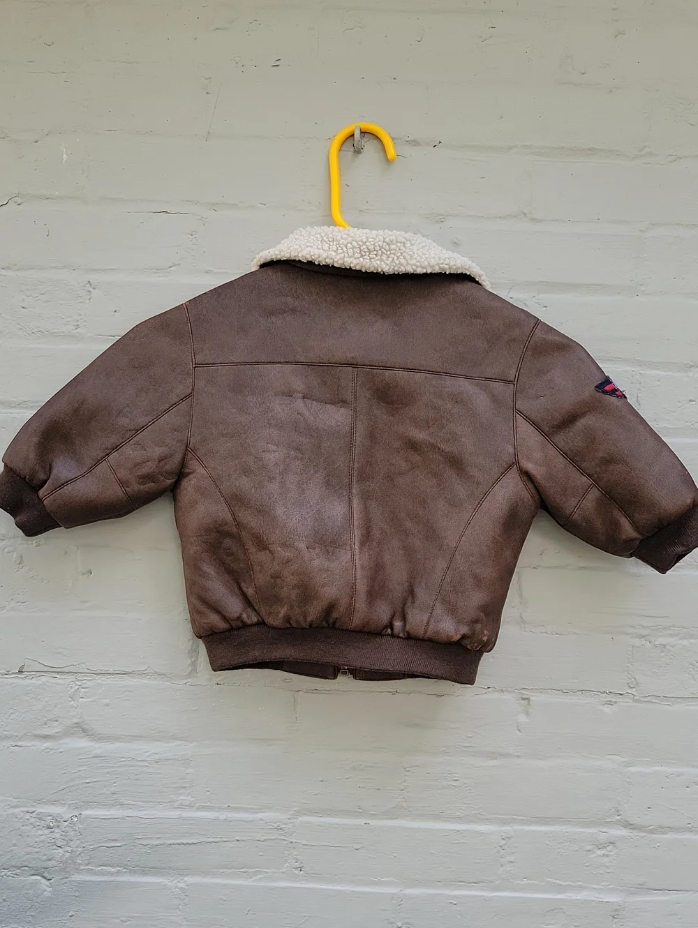 Sesame Street Kids Brown Aviator Jacket with Cream Sherpa Collar Zip Front Sz 2T